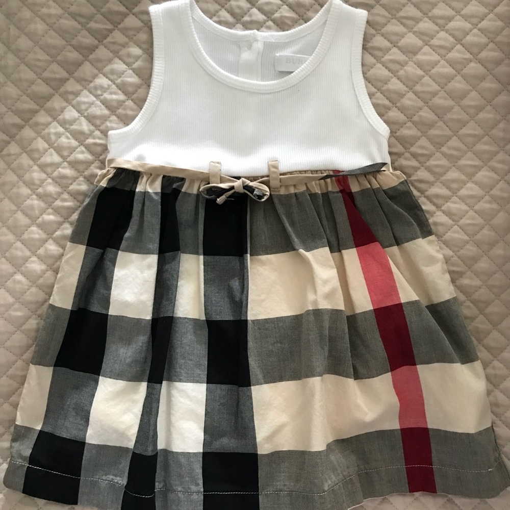 Burberry Children Check Print Dress with White Top